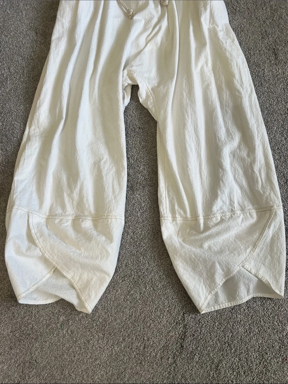 Free People Ivory Cotton Utility Jumpsuit Tulip Hem Wide Leg Small